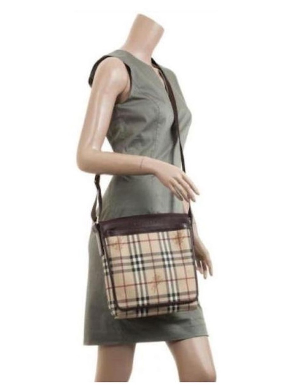Authentic Burberry Vintage Haymarket Check Flap Messenger Bag Brown/ Beige - Picture 15 of 15